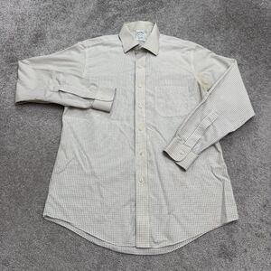 Brooks Brothers Extra Slim Non Iron Dress Shirt Mens 16 34 White Blue Check Work